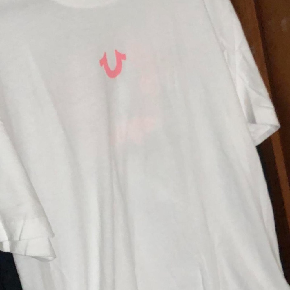 true religion white crewneck mens xl t shirt with big logo on the back